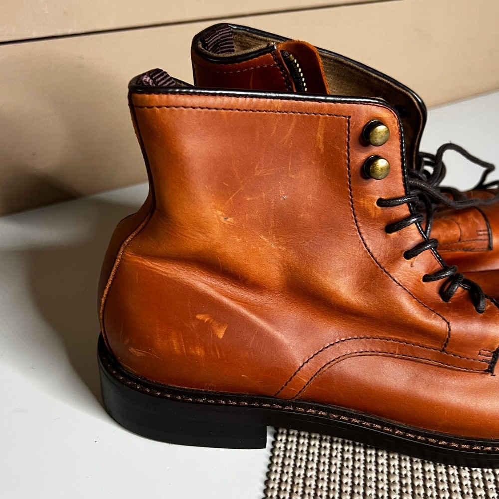 Aston Grey Biressa Mens Tan Brown Leather Cap Toe Side Zip Ankle Boots 9.5 - Picture 9 of 9